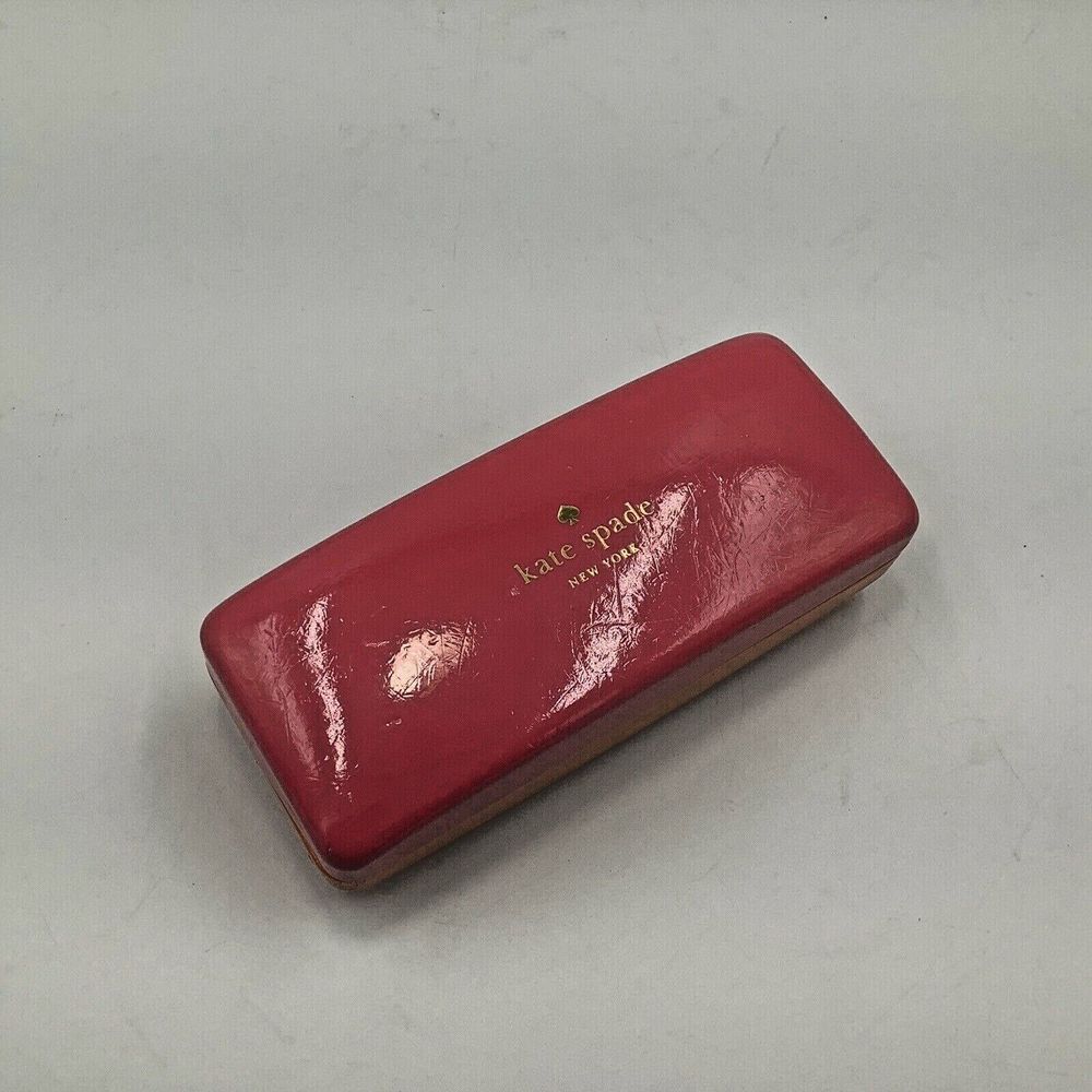 Kate‎ Spade Eye Glass Case Hot  Pink Orange Clamshell 6" x 2.5"